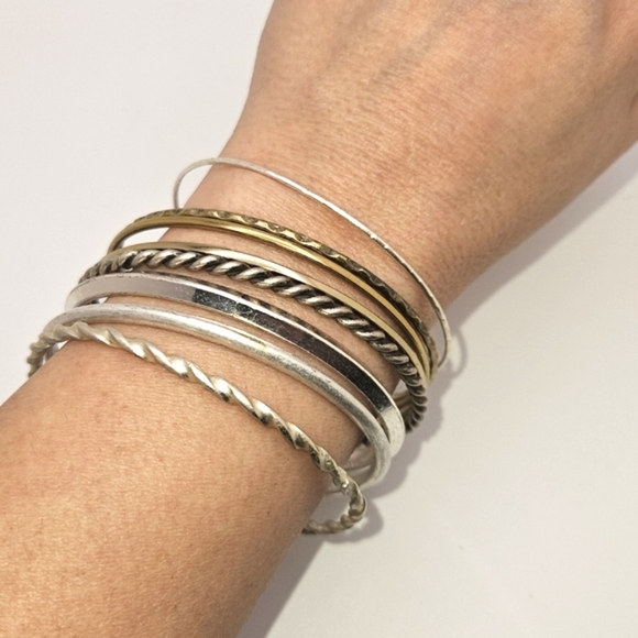Jewelry - 🟢3/$19🟢 Mixed Bracelet Lot 8x Piece Silver Gold Metal Bangle Bracelets